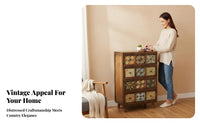 Multi-Drawer Accent Chest Vintage & Design Patterned Front Chest of Drawers Decorative Design Sturdy Construction