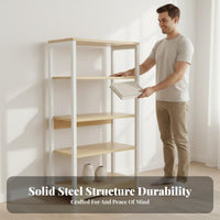 1 Piece 6-tier Bookshelf Bookcase Display Shelf Freestanding Storage Rack Metal and Wood Construction Suitable for Living Room Office Bedroom