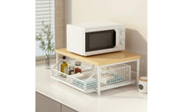 Kitchen Counter Rack Saving Countertop Appliance Riser Versatile Microwave Shelf with Drawer for Washroom
