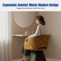 Bedroom Vanity Chair, Italian Minimalist Rotating Makeup Stool, Upholstered Round Backrest, Modern Luxury, Ergonomic, for Women