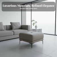 Long Tufted Ottoman Genuine Leather Footstool Italian Luxury design adaptable Use for Interior Decorators, Adults, Living Room