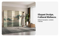 New Chinese aesthetic Multi-Panel Folding Screen Foldable Design Bamboo Ink Wash Panel separater Freestanding Privacy Partition Mobile for Interior Designers, Homeowners, asideice Workers, Living Room, Bedroom, Studio Apartment