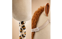 Stuffed Hobby Horse with Leopard-Print Shaft Soft Soft Horse Head Stick Toy Lightweight for Toddlers