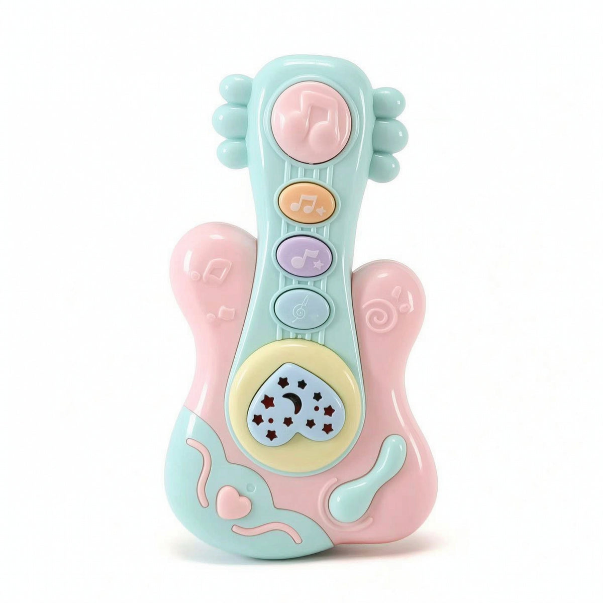 Light-up Baby Guitar with Star Light Display Interactive Handheld Musical Instrument Toy Compact Sensory Music Toy Early Learning for Toddlers