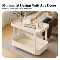 2-Tier Rolling Stand Mobile 2-Tier Oval Trolley space-saving for Living Room, Kitchen