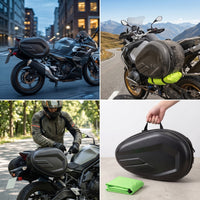 Waterproof Hard Saddle Bags with Mounting Brackets Wear-Resistant Motorcycle Hard Saddle Bags Carbon Fiber Style Motorcycle Bag with Strap Mounting Long-Lasting for Commuters