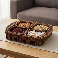 Divided Snack Tray 4 Compartment Home Storage Raised Rim