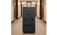 Large Capacity Professional Salon Travel Case Telescoping Handle Rolling Hairstylist Case Combination Lock Multi-Compartment Rolling Tool Chest for Barbers