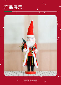 36cm Santa Claus Nutcracker Solid Wood Figurine Christmas Decoration