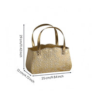 Handbag-Shaped Metal Container Gold-Toned Embossed Star Basket