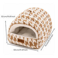 Semi-Enclosed Hooded Pet Bed Soft-Textured Cave Pet Bed Cushioned Dog House Portable for Cats, Small Dogs, Young Dogs, Indoor, Living Room