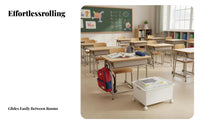 desk-side Book container with casters Space-Saving School Supply Multi-Functional