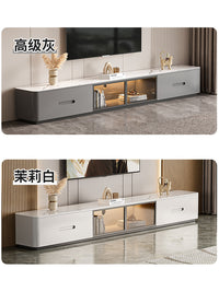 TV Cabinet and Coffee Table Set with Marble-Look Top, Modern Light Luxury Style