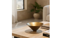 Metal Bowl with Conical Base Antique Gold Decorative Bowl with Metal Base Vessel Matte Vintage-Inspired for Tabletop, Entryway