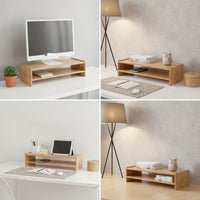 Bamboo Display Riser Bamboo Display Stand Stylish Desk Riser with Keyboard Storage for Students