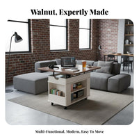 Lifting Top Trolley Table Multi-Functional Side Cabinet Easy Mobility Mobile with casters for Living Room, Small areas, Kitchen