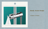 Adjustable no-drill shower head holder, removable wall mount