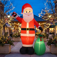 Giant Inflatable Santa with Gift Bag Easy Inflation Santa Inflatable with Gift Bag Built-in LED Lawn Decorations Bright for Storefront