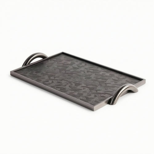 Decorative Tray with Handles Textured Vanity Tray Sleek for Dresser, Entryway