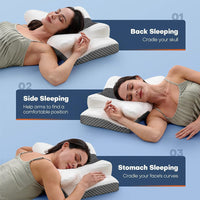 Memory Foam Side Sleeper Pillow with Contoured Shape, Butterfly Shape, Polyester Cover