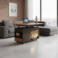 Rolling elevatingTop End Table with Pet Condo Space-Saving Indoor feline House