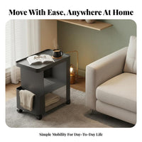 2-Tier Rolling Side Table Space-Saving Mobile Furniture sturdyDuty for Students