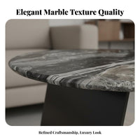 Curved Side Table with Real Marble Top Sturdy Carbon Steel Frame Sleek End Table Space-saving Design Suitable for Homeowners Apartment Dwellers Living Room Bedroom Home Office