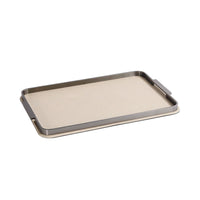 Tray with Metal Rim Rectangular Tray with Woven Base Elegant for Vanity
