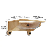 Cat Window Perch Wood Hammock, Suction Cup Mounted Bed for Indoor Pets, Space Saving Furniture Balcony Viewing Spot, Single Level Resting Seat