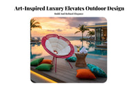 Round Woven Daybed Weather-Withstand Ant External Door Daybed with Overhead Shelter Circular Patio Lounger Comfortable Padding S