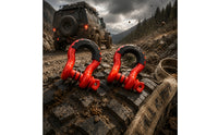 2 Pieces Protective Shackles with Rubber Sleeve Threaded Bow Shackles Smooth Shackle with Screw Pin Heavy-Duty for Truck Owners, off-Roaders, Towing, Vehicle Recovery