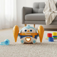 Lights and Music Musical Light up Penguin Early Development Electric Crawling Penguin Voice Activated Rolling Toy for Toddlers