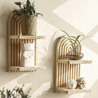 Door-Shaped Solid Wood Wall Planter Shelf for Home Living Room Decor
