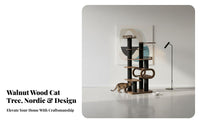 Multi-Level Cat Tree Walnut Color Finish Multi-Level Cat Tower with Condo Multiple Resting Spots Feline Activity Center for Play Area, Indoor, Bedroom