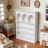 1:12 Scale Bookshelf Detailed Miniature Shelf Realistic Arched Bookcase for Collectors, Hobbyists