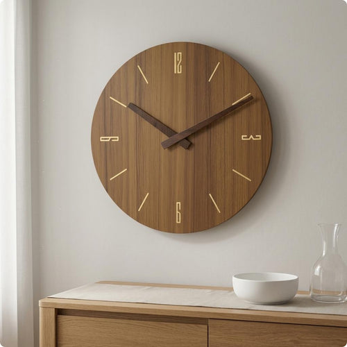 Round Wooden Wall Timepiece Minimalist Wood Wall Timepiece Slim Markers