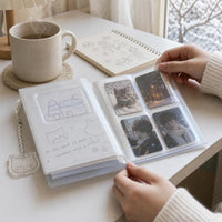 Cute Winter Cat Mini Photo Album for 3-inch Instax Cards, Kpop Photocard Holder, 40-Pocket Storage Book