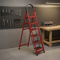 Anti-Slip Step Ladder with Tool Rack Foldable Step Ladder with Handrails Sturdy Stable for Apartment