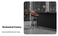 Adjustable Height Manufacturing threaded-height-adjustment Stool Vintage Design High Chair With Footrest Seating Furniture Padded Seat for Bar Owners, Homeowners, Adults, Cafe, Restaurant, Kitchen Island, Shop