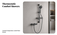 Wall-Mounted Shower Kit with Shelf | Matte, Thermostatic Shower Mixer, for bath