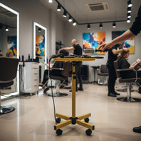 Mobile Tool Stand Stable Base Hair Stylist Tray Stand Adjustable Rolling Salon Tray for Barbers