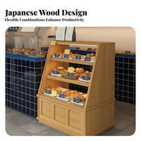 Wooden Bread Display Cabinet Bakery Island Display Counter Japanese Design Pastry Cabinet for Cafe Owners, Shopkeepers, Bakeries, Cafes, Dessert Shops