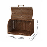 Braided Organizer Basket Braided Exterior Lidded Storage Basket Open Compartment Household Organizer
