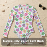 Long Sleeve Swimsuit Form-Fitting Fit women's Wave Ing Suit Sun Protection Bathing Suit Quick-Dry Material Zip Front Wave Suit