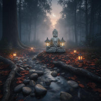 Buddha Lantern Statue Resin Seated Buddha Statue Textured