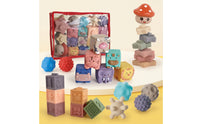 Tactile Soft Building Block Set Textured Baby Blocks with Mesh Bag Easy to Grasp Stacking Blocks Long-Lasting for Playroom