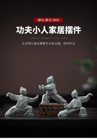 新中式太极功夫武侠人物创意摆件家居桌面茶桌造景茶宠装饰工艺品