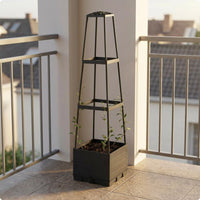 Planter with Trellis Decorative Top Climbing Planter Box Dark Gray for Courtyard