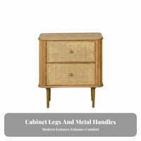 Nordic Design Woven Drawer Nightstand Rattanaesthetic Weave Bedside Table space-saving Size Bedroom Furniture Spacious surface for Apartment Dwellers, Homeowners, Renters, Living Room, Hallway, Entryway, Home Office