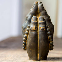 Buddhist Prayer Hands Figurine Bronze-Brown Prayer Hands Statue Antique Finish Freestanding Decorative Figurine